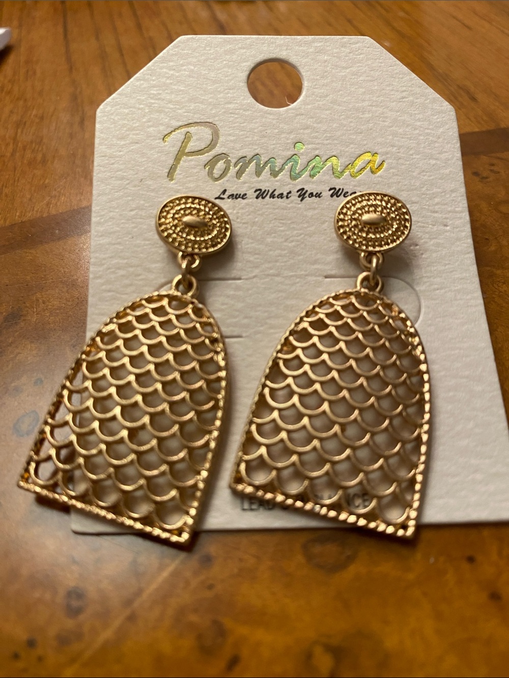 Pomina Gold Lattice Drop Earrings
